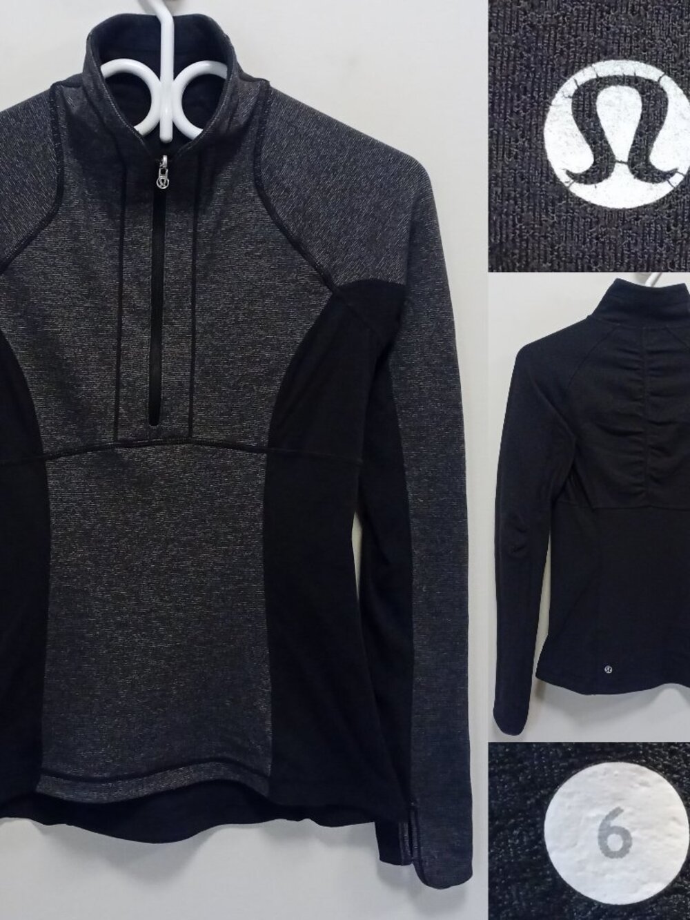 Lululemon Run Switch Back 1/2 Zip Wee Stripe Black Heathered Reversible 6 Small